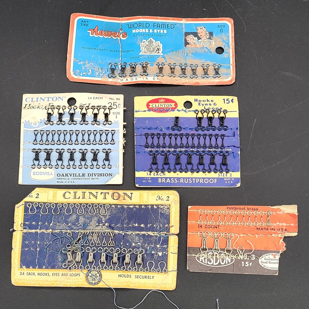 Vintage Sewing Notions Lot - Risdon, Clinton, Newey - Hooks & Eyes